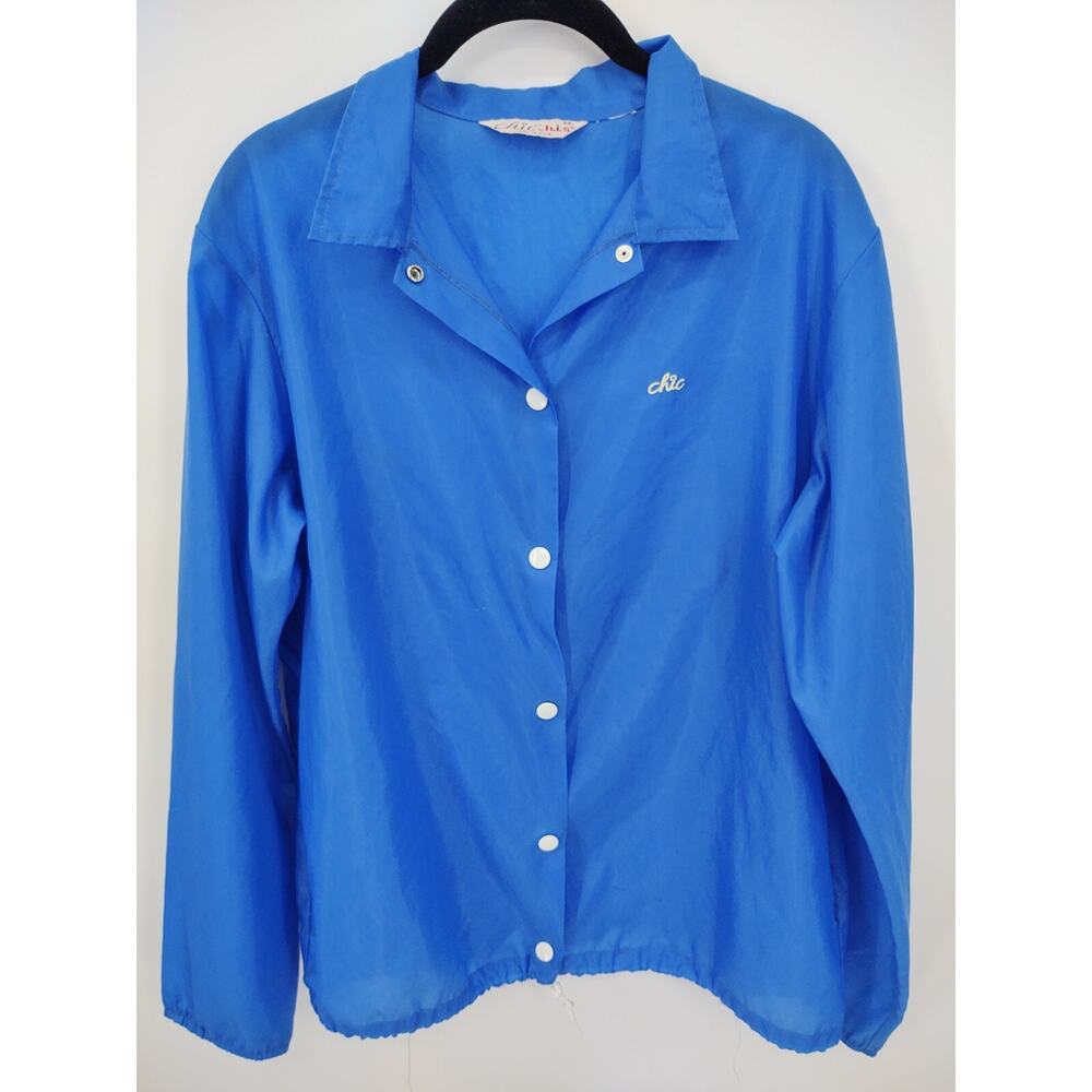 CHIC By H.I.S. Windbreaker VINTAGE Men’s MEDIUM Blue White Buttons RARE